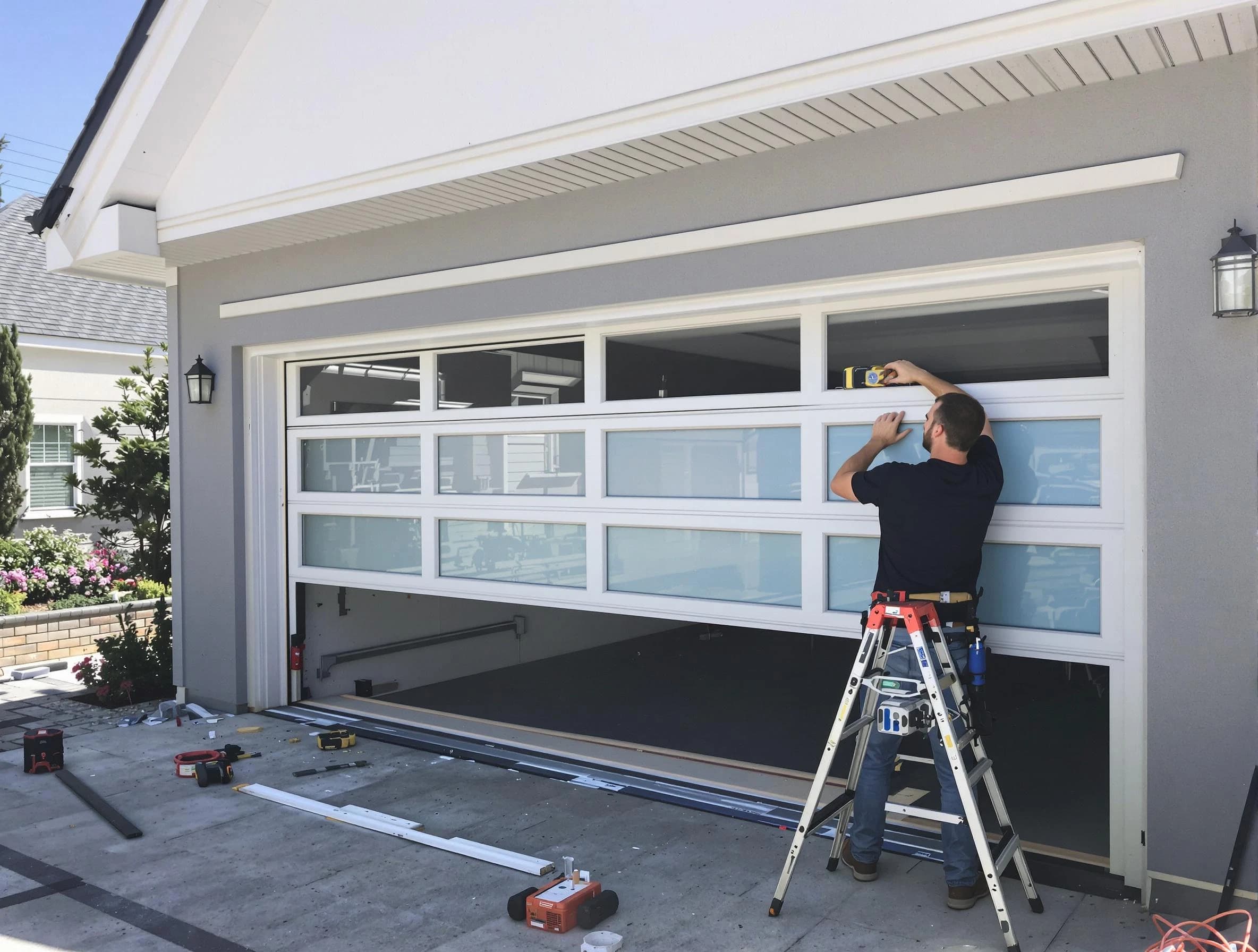 Sugar Hill Garage Door Repair team performing garage door replacement in Sugar Hill