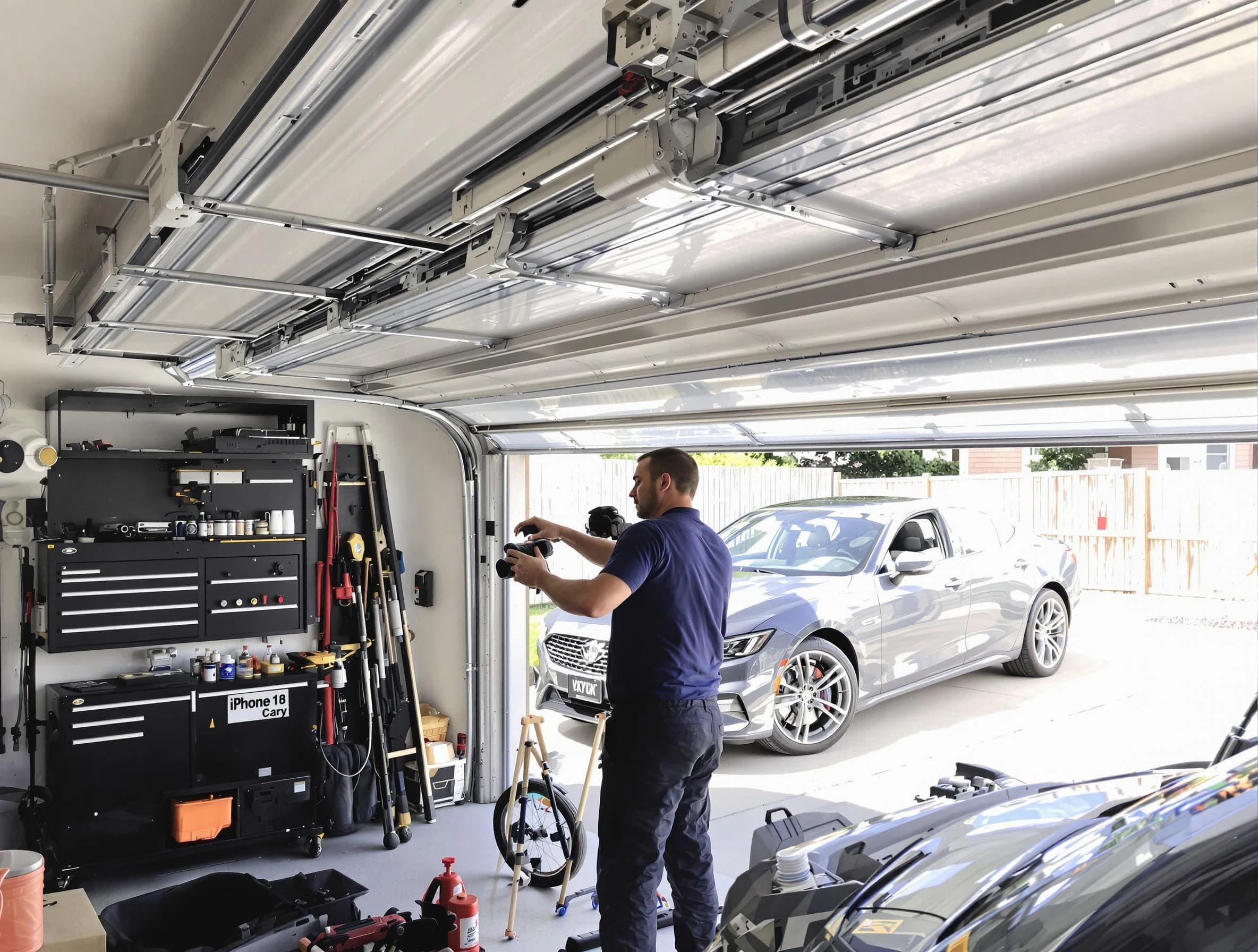 Sugar Hill Garage Door Repair technician fixing noisy garage door in Sugar Hill
