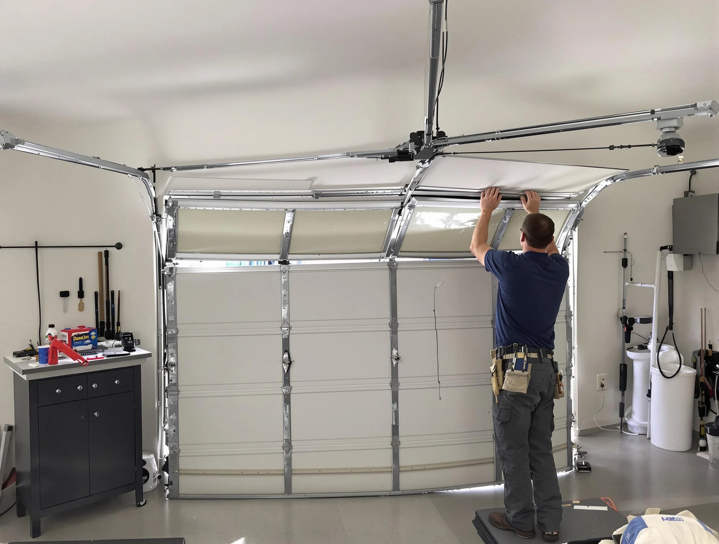 Sugar Hill Garage Door Repair specialist performing precise section replacement on Sugar Hill garage door