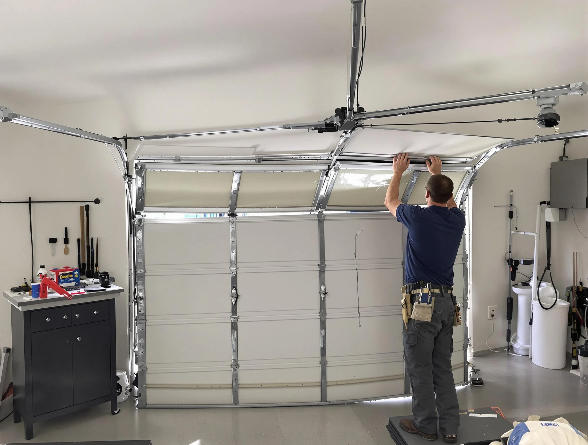 Sugar Hill Garage Door Repair specialist performing precise section replacement on Sugar Hill garage door